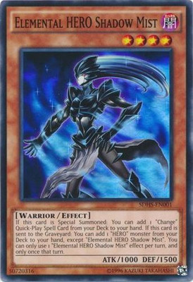 Heavy Play x 1 Elemental HERO Shadow Mist - SDHS-EN001 - Super Rare - Unlimited -image