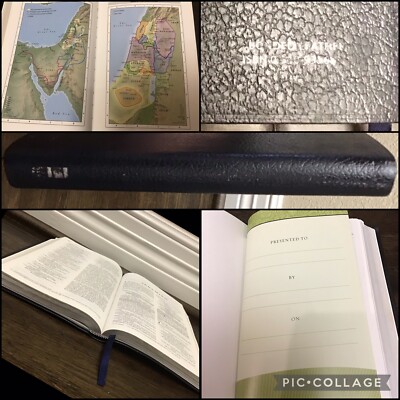 NIV Thinline BIBLE 2005 Bonded Leather Concordance 1984 Maps Silver Gilt Page Ed-image