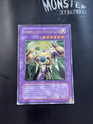 YUGIOH ELEMENTAL HERO THUNDER GIANT ULTIMATE RARE EEN-EN036 1ST EDITION PLAYED-image