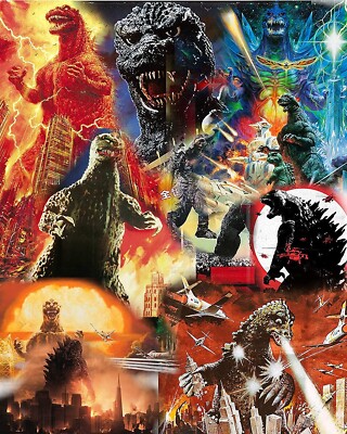Collage Godzilla Poster  T shirt Transfers Iron On 8 x 10 Lite Or Dark Fabric-image