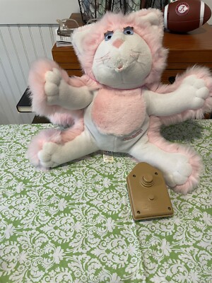 VINTAGE FISHER PRICE PURR-TENDERS KITTY CAT PLUSH Pink/white W/ Sound Box-image