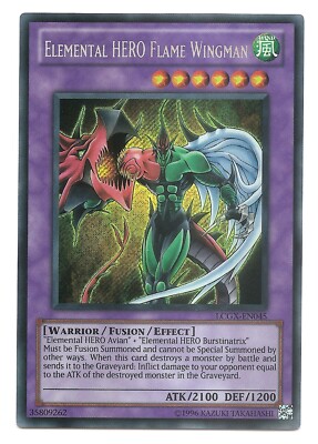 Elemental HERO Flame Wingman LCGX-EN045 Secret Rare Yu-Gi-Oh Card (Unl) New-image