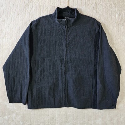 Eileen Fisher Textured Jacket Womens Large USA Made Italian Minimalist Crepe-image