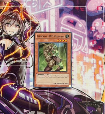 YuGiOh! TCG Elemental HERO Woodsman LCGX-EN034 Unlimited Super Rare LP+ BONUS-image