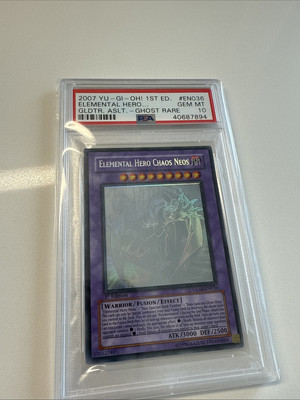 Yugioh Elemental Hero Chaos Neos GLAS-ENO36 Ghost Rare Ist Ed PSA 10 Gem Mint-image