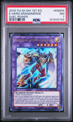 Elemental Hero Grandmerge *PSA NM 7*1st Ed* DUPO-EN004 *Ultra Rare* 2019 *Yugioh-image
