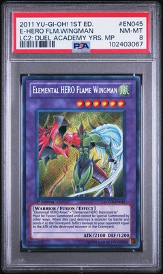 Yu-Gi-Oh! Elemental Hero Flame Wingman EN035 1st Edition PSA 8 Graded Card UK-image