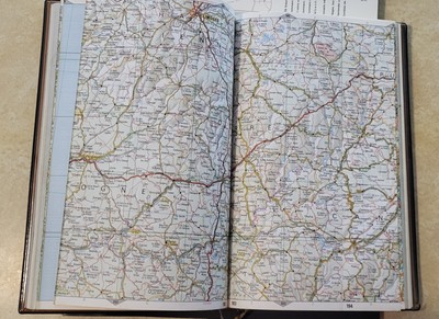 1969 Carte Des Autoroutes Leather Bound Paris France Map Book-image