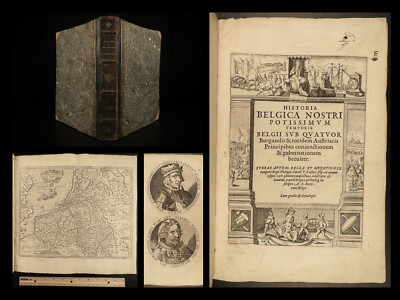 1598 NETHERLANDS 1ed Historia Belgica van Meteren Belgium Flanders MAP Portraits-image