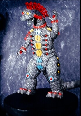GODZILLA PUNK DAY-GLO RED MOHAWK and PSYCHEDELIC ENHANCEMENTS 35 MM ART SLIDE  3-image