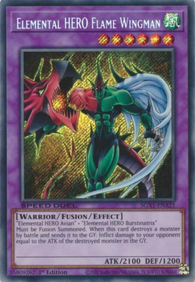 Yugioh! Elemental HERO Flame Wingman - SGX1-ENA21 - Secret Rare - 1st Edition Ne-image