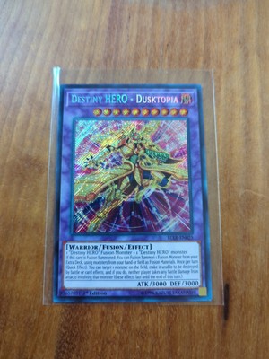 YUGIOH TCG DESTINY HERO DUSKTOPIA BLLR-EN025 SECRET 1ST EDITION -image