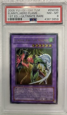 Elemental Hero Flame Wingman Ultimate Rare 1st Edition Silver Stamp Psa 8-image