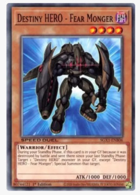 x3 Destiny HERO - Fear Monger SGX1-ENB06 Common Yugioh -image