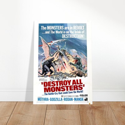 Destroy All Monsters Vintage Movie Poster - Classic Godzilla Film Art Print-image