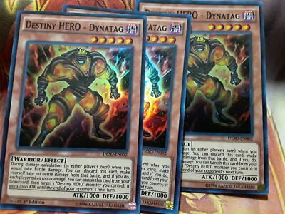Yugioh Destiny HERO - Dynatag X3 Super DESO-EN002 1st Lightly Played Playset-image