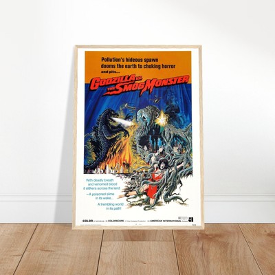 Godzilla vs Smog Monster Vintage Movie Framed Poster - Retro Monster Film Art-image