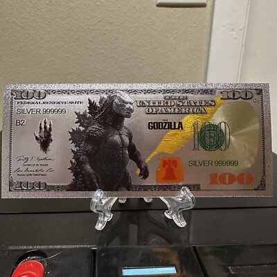 Silver Foil Plated Godzilla Banknote Collectible-image