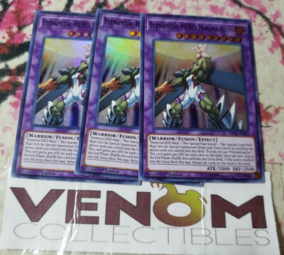 3x (M/NM) Elemental HERO Magma Neos SHVA-EN034 Super Rare 1st Edition YuGiOh-image