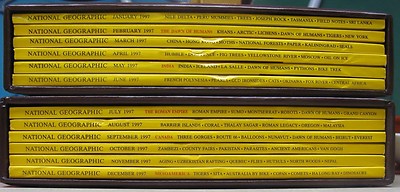 National Geographic Magazine 1997 with Maps and Leather Sleeves-image