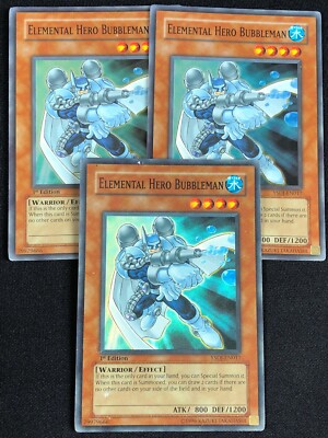 YUGIOH ELEMENTAL HERO BUBBLEMAN YSDJ-EN017 1ST SUPER X3 (MP)-image