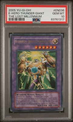 Yu-Gi-Oh! Elemental Hero Thunder Giant, Ultra Rare, 2005, TLM-EN036, PSA 10-image