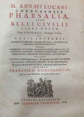 1728 M. Annaei Lucani Cordubensis Pharsalia, 2 Volumes Bound in 1, w/ Map-image