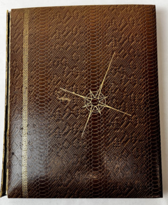 Rand McNally Premier World Atlas Snakeskin Gold Leaf 1953 HC-image