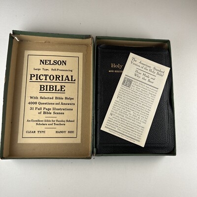 Antique Bible, Nelson, 4000 Questions & Answers, Illustrated, Maps, Original Box-image