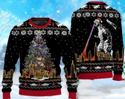 Godzilla Movie Ugly Christmas Sweater, Christmas Gift, Holiday Gift, 2024 Xmas-image