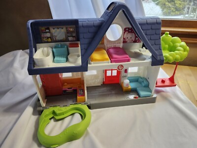 Fisher Price Little People Happy Sounds Doll House Purple Roof Lights Sound Work-image