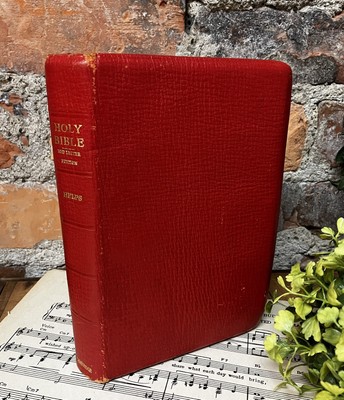 Holy Bible Cambridge Morocco Leather Thumb Index Concordance Maps Red Letter KJV-image