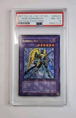 YuGiOh Elemental Hero Darkbright TAEV-EN042 Tactical Evolution 1st Edition PSA 8-image