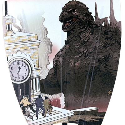 Godzilla Ukiyo-e Fan Tokyo Attack Japanese Artistic Traditional Bamboo Design-image