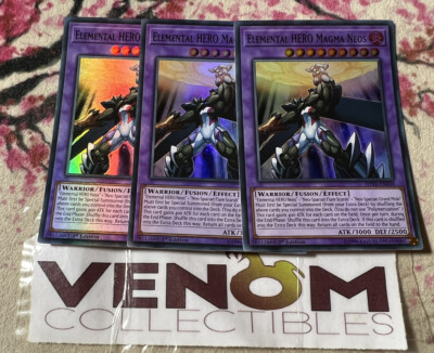 3x (M/NM) *EURO* Elemental HERO Magma Neos SHVA-EN034 Super Rare 1st Ed. YuGiOh-image