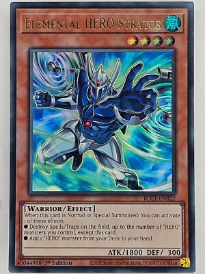 ㊙️ Yu Gi Oh - BLC1-EN022 Elemental Hero Stratos (Alt Art) - Gold Ultra Rare-image