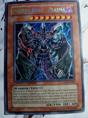 YuGiOh - Destiny Hero Plasma CT04-EN003 Secret Rare Limited Ed Near Mint-image