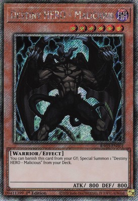 Yugioh Destiny Hero Malicious RA03-EN001 - Platinum Secret Rare-image