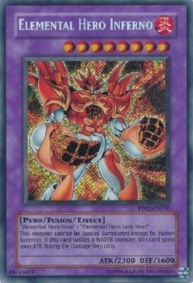 Yugioh - Elemental HERO Inferno - Secret Rare NM - Plus Free Holographic Card-image