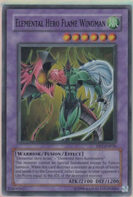 YUGIOH! ELEMENTAL HERO FLAME WINGMAN - SUPER RARE - DP1-EN010 NM+-image