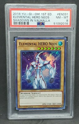 Yugioh PSA 8 NM-MT Elemental Hero Neos SHVA-EN031 1st Edition Super Rare 2018-image