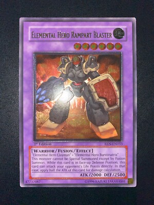 YUGIOH ELEMENTAL HERO RAMPART BLASTER ULTIMATE RARE EIN-EN033 1ST EDITION ENG EX-image