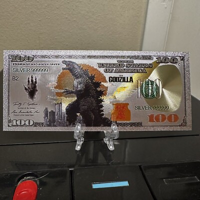 Silver Foil Plated Godzilla Banknote Collectible-image