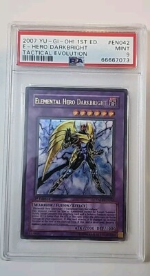 2007 YU-GI-OH 1st edition ELEMENTAL HERO DARKBRIGHT Holo #TAEV-EN042 PSA 9-image