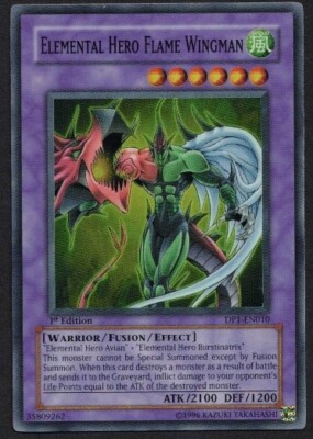 Yugioh Elemental HERO Flame Wingman DP1-EN010 Super Rare 1st Ed - VLP-image