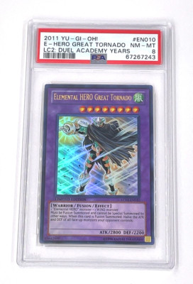 2011 YuGiOh Elemental HERO Great Tornado LC02-EN010 Limited Ultra Rare PSA 8-image