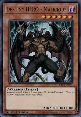 Yu-Gi-Oh! Destiny HERO - Malicious RA03-EN001 Ultra Rare 1st Edition NM-image