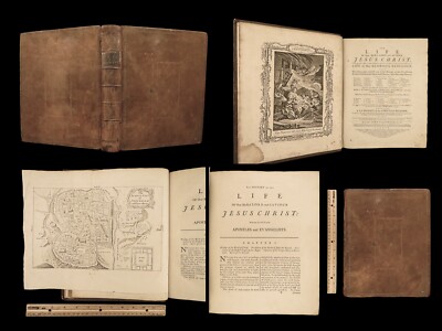 1790 Life of Jesus Christ Fleetwood Bible ART Miracles Jerusalem MAP Holy Land-image