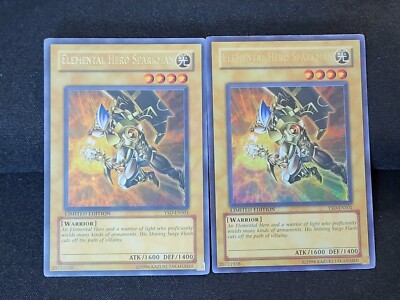 2 x YuGiOh Elemental Hero Sparkman YSD-ENS01 Ultra Rare Moderately Played-image