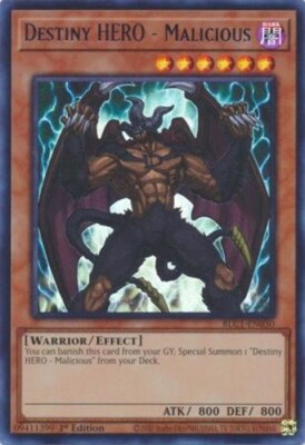 *** DESTINY HERO - MALICIOUS *** HOLOGRAPHIC SILVER ULTRA RARE BLC1-EN030-image